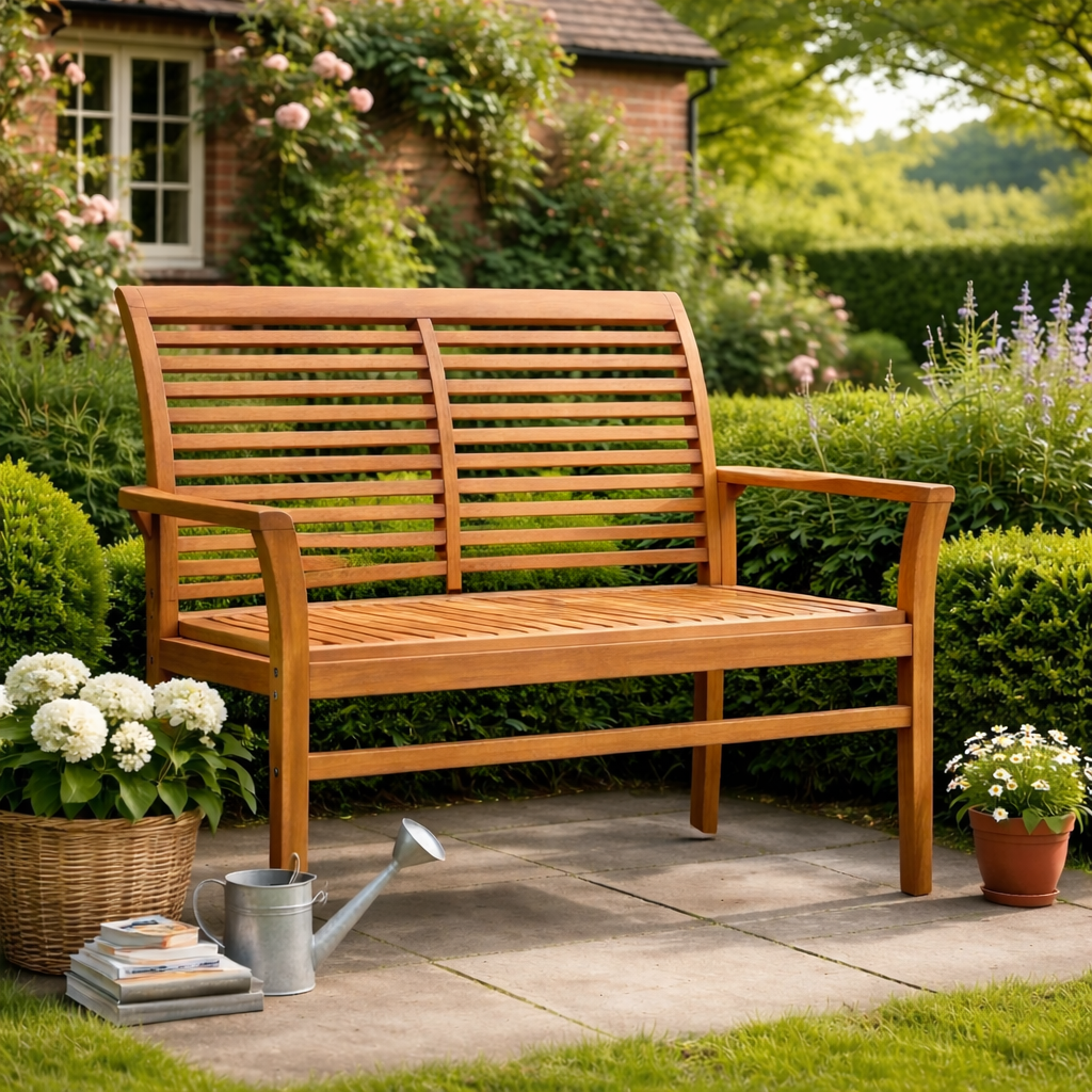 Teak Wood Garden Bench 112cm | 2 Seater