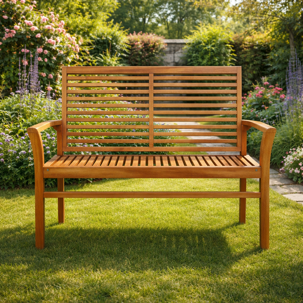 Teak Wood Garden Bench 112cm | 2 Seater