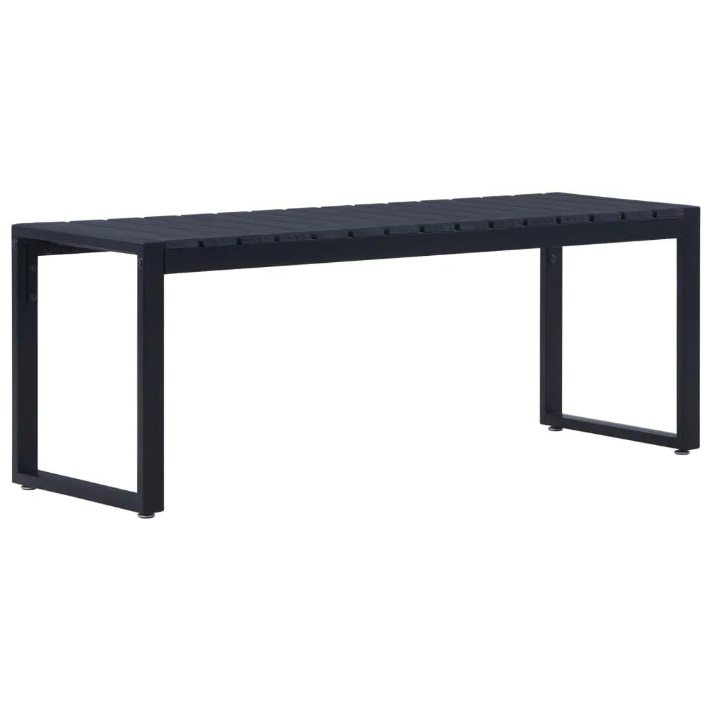 Black 2 Seater PS Board and Iron Garden Bench on White Background