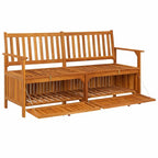 Accacia Wood Garden Bench Storage Open on White Background