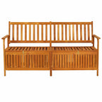 Front View Accacia Wood Garden Bench Storage on White Background