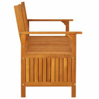 Side View Accacia Wood Garden Bench Storage on White Background